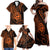 Polynesian Guam Coat of Arms Family Matching Off Shoulder Maxi Dress and Hawaiian Shirt Polynesian Tribal Tattoo Orange Version