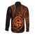 Polynesian Pride Guam Long Sleeve Button Shirt With Polynesian Tribal Tattoo and Coat of Arms Orange Version LT9 - Polynesian Pride