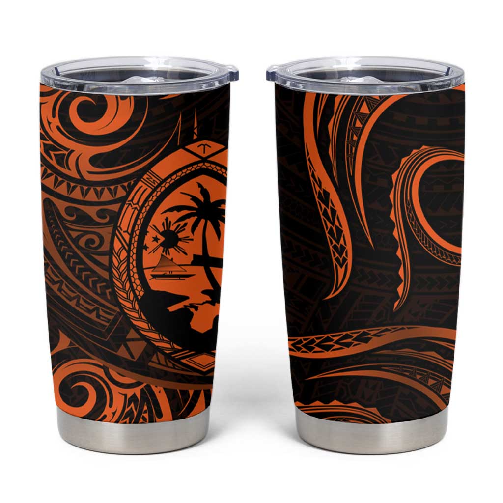 Polynesian Guam Coat of Arms Tumbler Cup Polynesian Tribal Tattoo Orange Version LT9 Orange - Polynesian Pride
