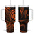 Polynesian Guam Coat of Arms Tumbler With Handle Polynesian Tribal Tattoo Orange Version