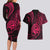 Polynesian Guam Coat of Arms Couples Matching Long Sleeve Bodycon Dress and Hawaiian Shirt Polynesian Tribal Tattoo Pink Version