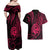 Polynesian Guam Coat of Arms Couples Matching Off Shoulder Maxi Dress and Hawaiian Shirt Polynesian Tribal Tattoo Pink Version