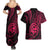 Polynesian Guam Coat of Arms Couples Matching Summer Maxi Dress and Hawaiian Shirt Polynesian Tribal Tattoo Pink Version