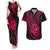 Polynesian Guam Coat of Arms Couples Matching Tank Maxi Dress and Hawaiian Shirt Polynesian Tribal Tattoo Pink Version