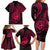 Polynesian Guam Coat of Arms Family Matching Long Sleeve Bodycon Dress and Hawaiian Shirt Polynesian Tribal Tattoo Pink Version