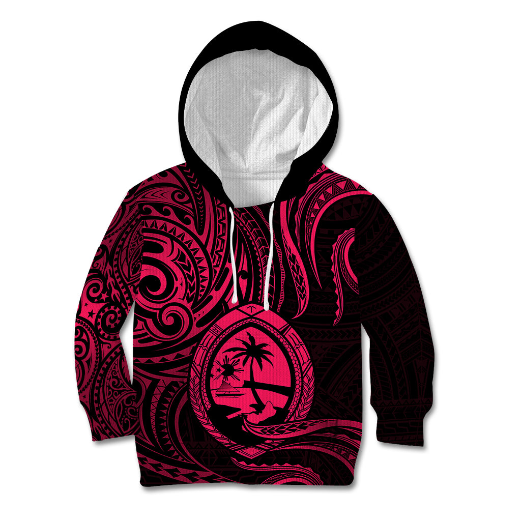 Polynesian Pride Guam Kid Hoodie With Polynesian Tribal Tattoo and Coat of Arms Pink Version LT9 Hoodie Pink - Polynesian Pride
