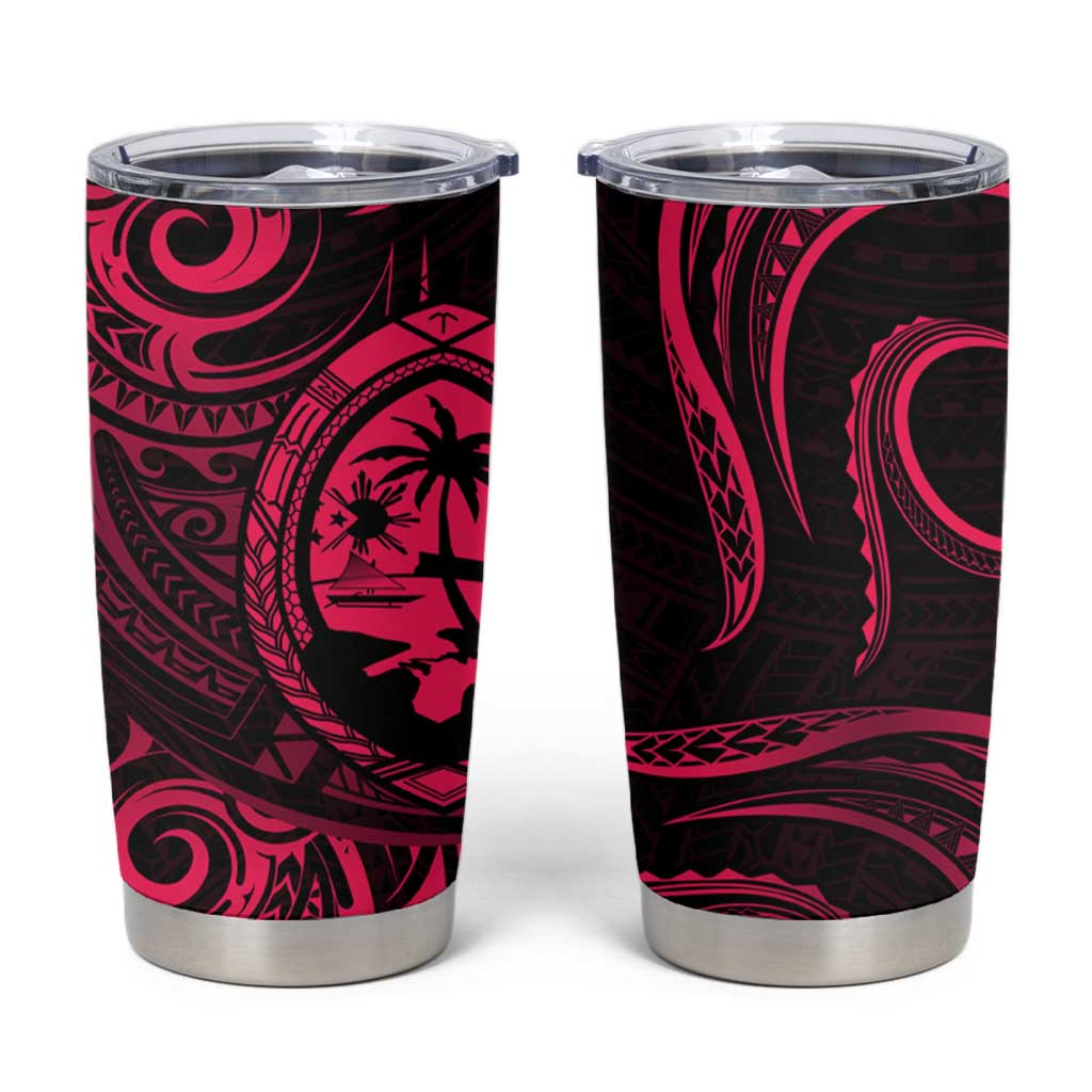 Polynesian Guam Coat of Arms Tumbler Cup Polynesian Tribal Tattoo Pink Version LT9 Pink - Polynesian Pride