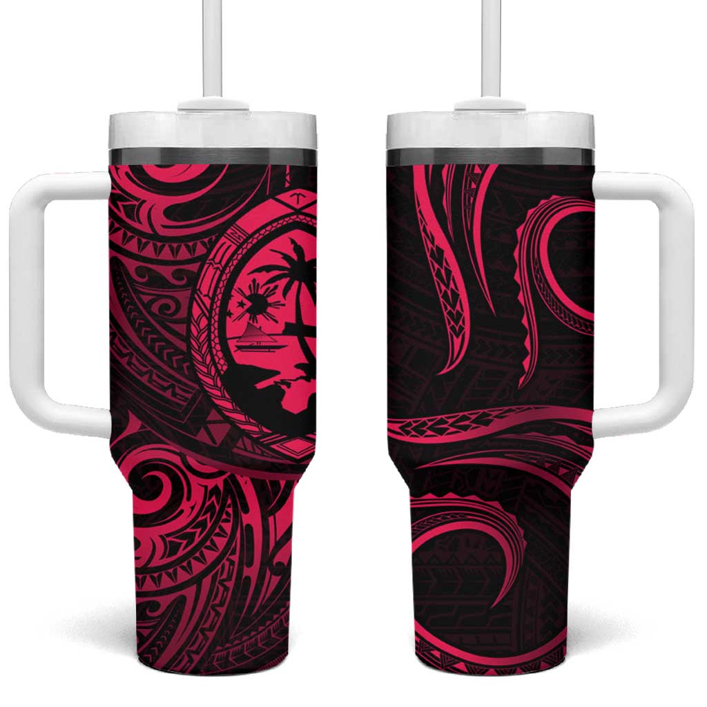 Polynesian Guam Coat of Arms Tumbler With Handle Polynesian Tribal Tattoo Pink Version LT9 One Size: 40 oz Pink - Polynesian Pride