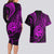 Polynesian Guam Coat of Arms Couples Matching Long Sleeve Bodycon Dress and Hawaiian Shirt Polynesian Tribal Tattoo Purple Version