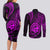 Polynesian Guam Coat of Arms Couples Matching Long Sleeve Bodycon Dress and Long Sleeve Button Shirt Polynesian Tribal Tattoo Purple Version