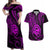 Polynesian Guam Coat of Arms Couples Matching Off Shoulder Maxi Dress and Hawaiian Shirt Polynesian Tribal Tattoo Purple Version