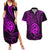 Polynesian Guam Coat of Arms Couples Matching Summer Maxi Dress and Hawaiian Shirt Polynesian Tribal Tattoo Purple Version