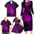 Polynesian Guam Coat of Arms Family Matching Long Sleeve Bodycon Dress and Hawaiian Shirt Polynesian Tribal Tattoo Purple Version