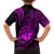 Polynesian Guam Coat of Arms Family Matching Off Shoulder Short Dress and Hawaiian Shirt Polynesian Tribal Tattoo Purple Version