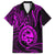 Polynesian Guam Coat of Arms Family Matching Off Shoulder Short Dress and Hawaiian Shirt Polynesian Tribal Tattoo Purple Version