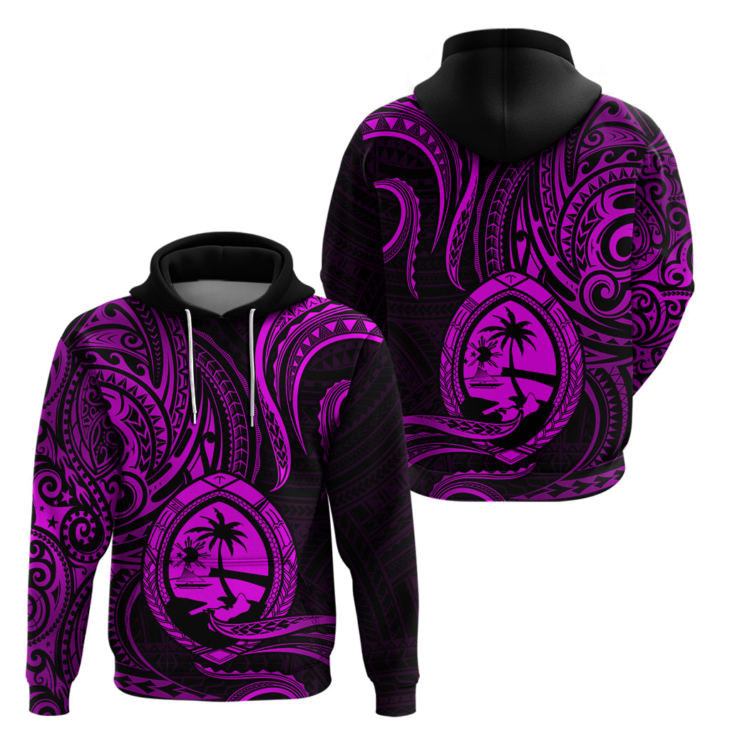 Polynesian Pride Guam Hoodie With Polynesian Tribal Tattoo and Coat of Arms Purple Version LT9 Purple - Polynesian Pride