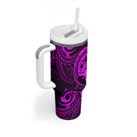 Polynesian Guam Coat of Arms Tumbler With Handle Polynesian Tribal Tattoo Purple Version LT9 - Polynesian Pride