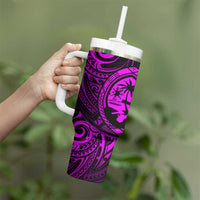 Polynesian Guam Coat of Arms Tumbler With Handle Polynesian Tribal Tattoo Purple Version LT9 - Polynesian Pride