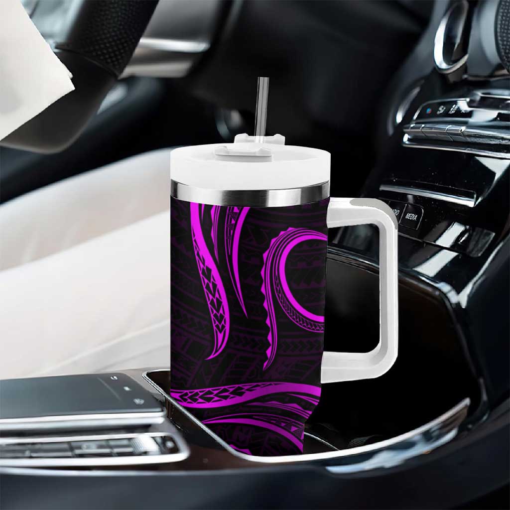 Polynesian Guam Coat of Arms Tumbler With Handle Polynesian Tribal Tattoo Purple Version LT9 - Polynesian Pride