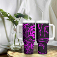 Polynesian Guam Coat of Arms Tumbler With Handle Polynesian Tribal Tattoo Purple Version LT9 - Polynesian Pride
