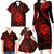 Polynesian Guam Coat of Arms Family Matching Long Sleeve Bodycon Dress and Hawaiian Shirt Polynesian Tribal Tattoo Red Version