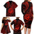 Polynesian Guam Coat of Arms Family Matching Long Sleeve Bodycon Dress and Hawaiian Shirt Polynesian Tribal Tattoo Red Version