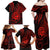 Polynesian Guam Coat of Arms Family Matching Off Shoulder Maxi Dress and Hawaiian Shirt Polynesian Tribal Tattoo Red Version