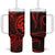 Polynesian Guam Coat of Arms Tumbler With Handle Polynesian Tribal Tattoo Red Version