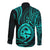 Polynesian Pride Guam Long Sleeve Button Shirt With Polynesian Tribal Tattoo and Coat of Arms Turquoise Version LT9 - Polynesian Pride