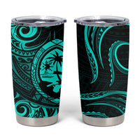 Polynesian Guam Coat of Arms Tumbler Cup Polynesian Tribal Tattoo Turquoise Version LT9 Turquoise - Polynesian Pride
