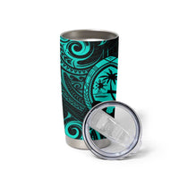 Polynesian Guam Coat of Arms Tumbler Cup Polynesian Tribal Tattoo Turquoise Version LT9 - Polynesian Pride