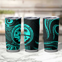 Polynesian Guam Coat of Arms Tumbler Cup Polynesian Tribal Tattoo Turquoise Version LT9 - Polynesian Pride