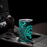 Polynesian Guam Coat of Arms Tumbler Cup Polynesian Tribal Tattoo Turquoise Version LT9 - Polynesian Pride