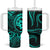 Polynesian Guam Coat of Arms Tumbler With Handle Polynesian Tribal Tattoo Turquoise Version