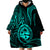 Polynesian Pride Guam Wearable Blanket Hoodie With Polynesian Tribal Tattoo and Coat of Arms Turquoise Version LT9 - Polynesian Pride