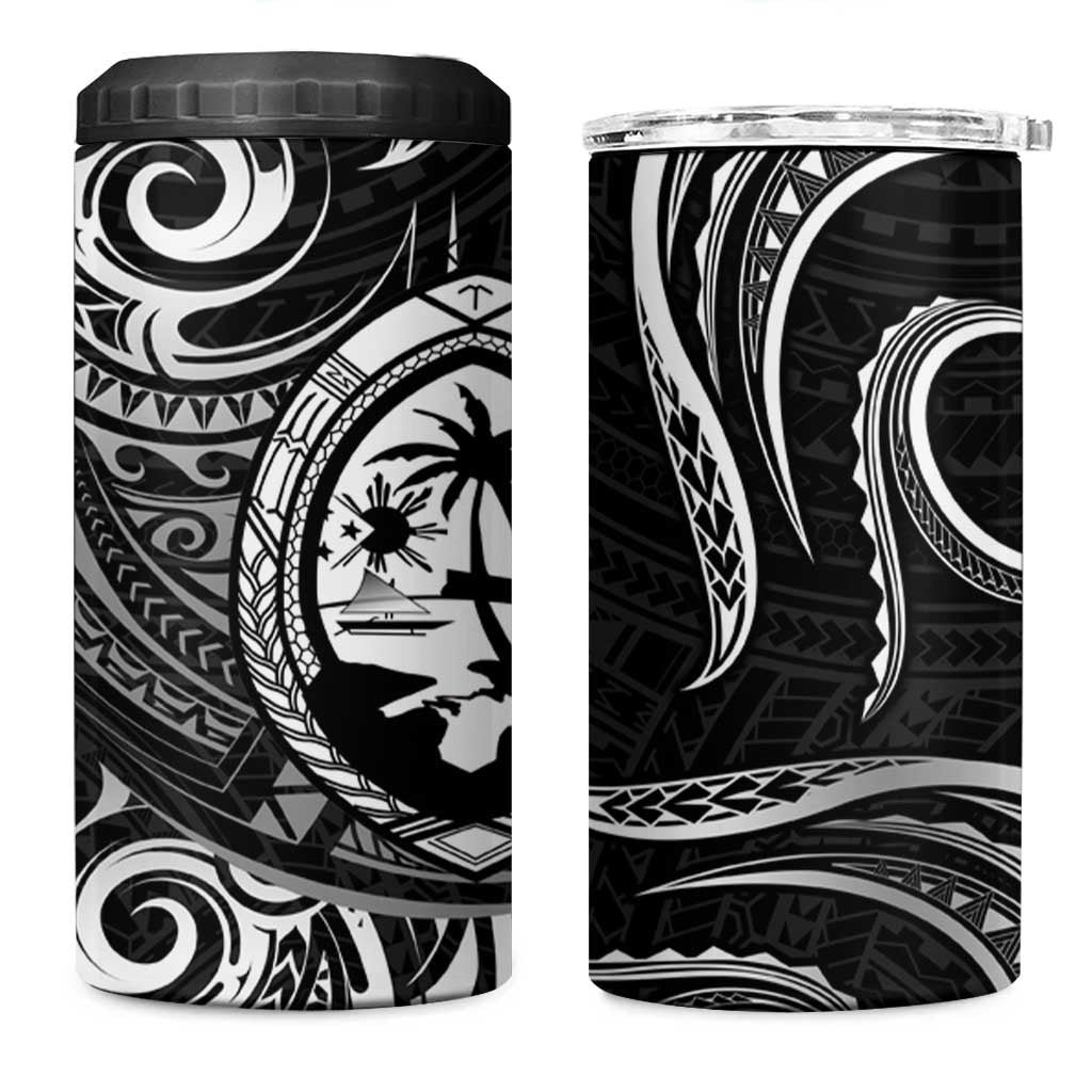 Polynesian Guam Coat of Arms 4 in 1 Can Cooler Tumbler Polynesian Tribal Tattoo Black Version LT9 One Size: 16 oz Black - Polynesian Pride
