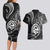 Polynesian Guam Coat of Arms Couples Matching Long Sleeve Bodycon Dress and Hawaiian Shirt Polynesian Tribal Tattoo Black Version