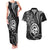 Polynesian Guam Coat of Arms Couples Matching Tank Maxi Dress and Hawaiian Shirt Polynesian Tribal Tattoo Black Version