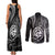 Polynesian Guam Coat of Arms Couples Matching Tank Maxi Dress and Long Sleeve Button Shirt Polynesian Tribal Tattoo Black Version