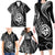 Polynesian Guam Coat of Arms Family Matching Long Sleeve Bodycon Dress and Hawaiian Shirt Polynesian Tribal Tattoo Black Version