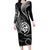 Polynesian Guam Coat of Arms Family Matching Long Sleeve Bodycon Dress and Hawaiian Shirt Polynesian Tribal Tattoo Black Version