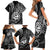 Polynesian Guam Coat of Arms Family Matching Short Sleeve Bodycon Dress and Hawaiian Shirt Polynesian Tribal Tattoo Black Version