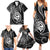 Polynesian Guam Coat of Arms Family Matching Summer Maxi Dress and Hawaiian Shirt Polynesian Tribal Tattoo Black Version