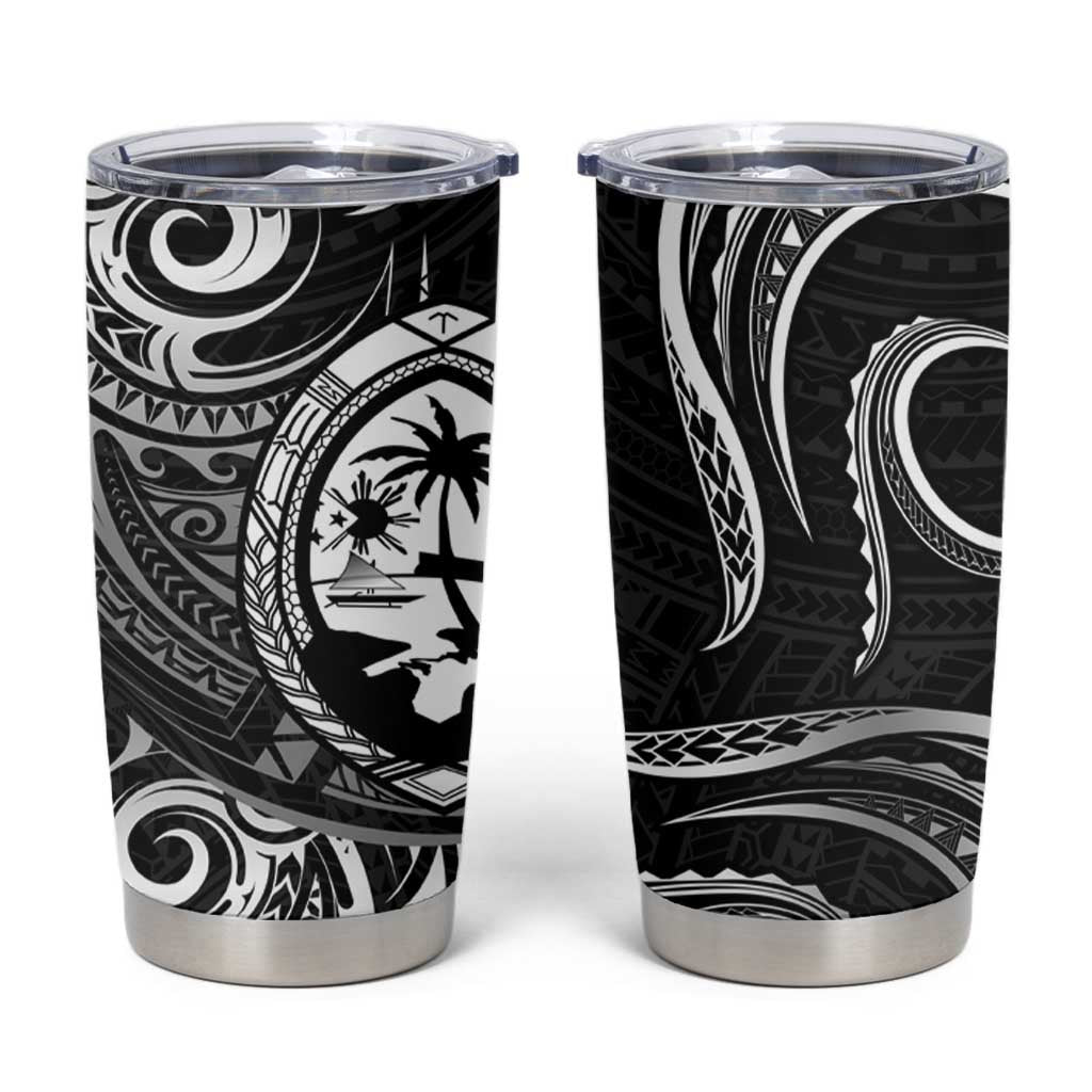 Polynesian Guam Coat of Arms Tumbler Cup Polynesian Tribal Tattoo Black Version LT9 Black - Polynesian Pride
