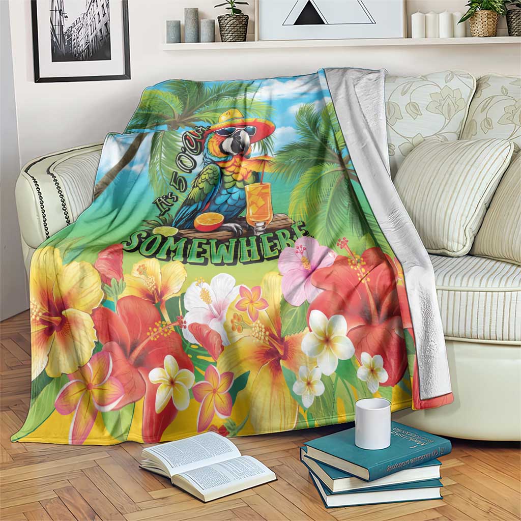 Always 5 O'clock Blanket Hawaiian Tropical Parrot LT9 Blue - Polynesian Pride
