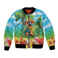Always 5 O'clock Bomber Jacket Hawaiian Tropical Parrot LT9 Unisex Blue - Polynesian Pride