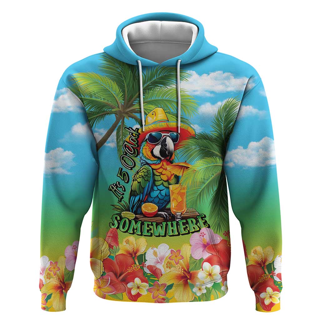 Always 5 O'clock Hoodie Hawaiian Tropical Parrot LT9 Pullover Hoodie Blue - Polynesian Pride