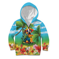 Always 5 O'clock Kid Hoodie Hawaiian Tropical Parrot LT9 Zip Hoodie Blue - Polynesian Pride