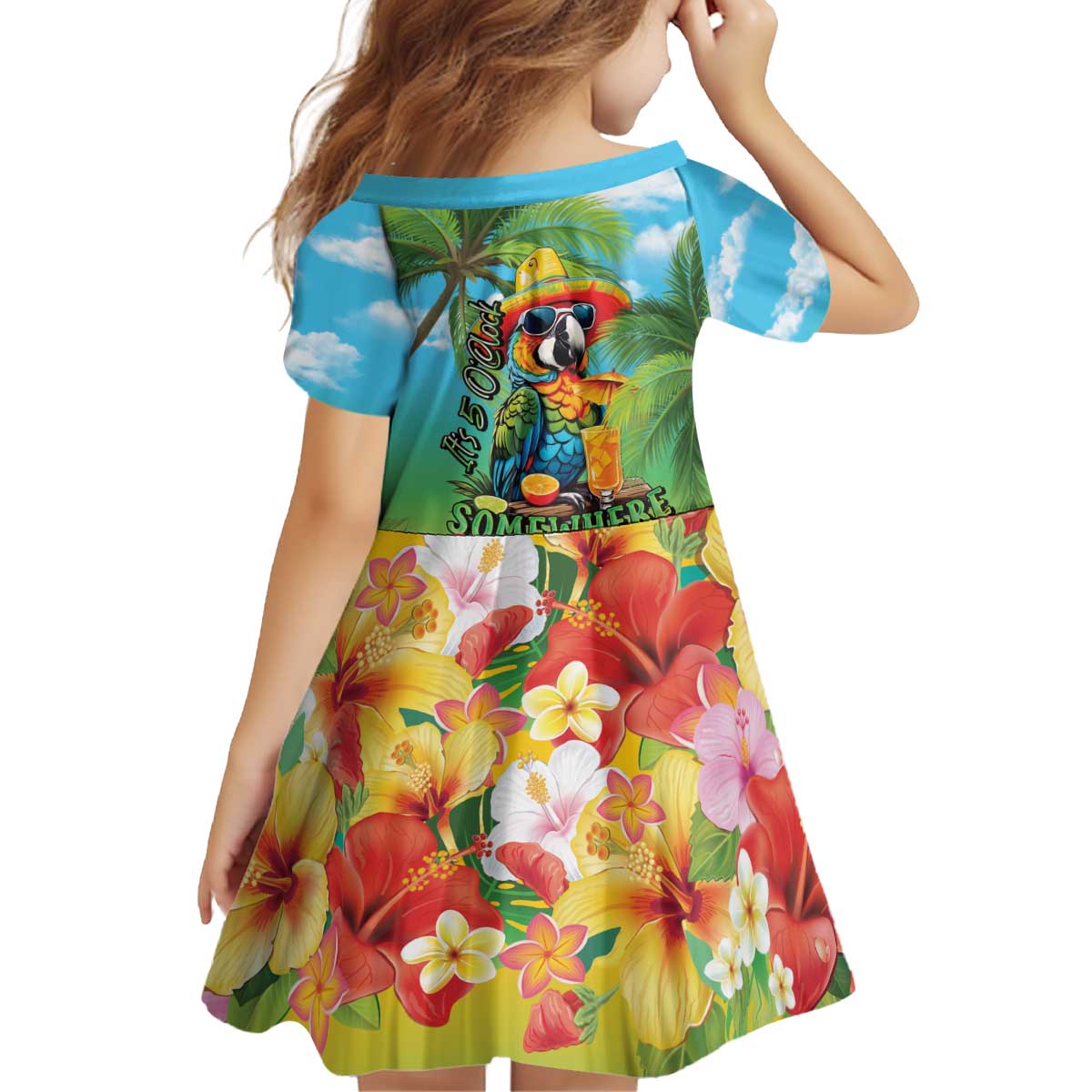 Always 5 O'clock Kid Short Sleeve Dress Hawaiian Tropical Parrot LT9 - Polynesian Pride
