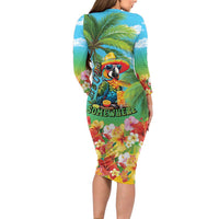 Always 5 O'clock Long Sleeve Bodycon Dress Hawaiian Tropical Parrot LT9 - Polynesian Pride